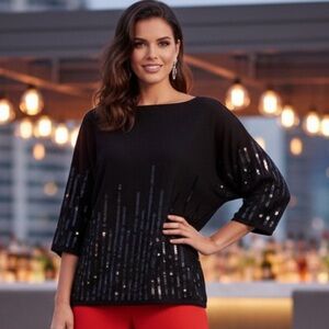 White House Black Market Sequence Top size Med Great any Holiday Party